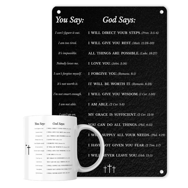 A4 Metal Poster &amp; Matching Mug - Religious Life Lessons Combo Set