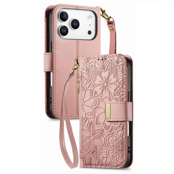 Flip Case Compatible with iPhone 17 Pro Max Wallet Cover with Wrist Strap