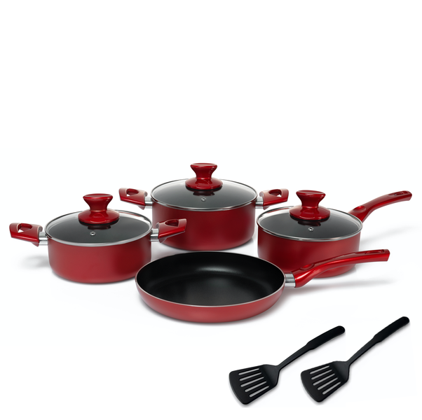 Global 9-Piece Red Non-Stick Set