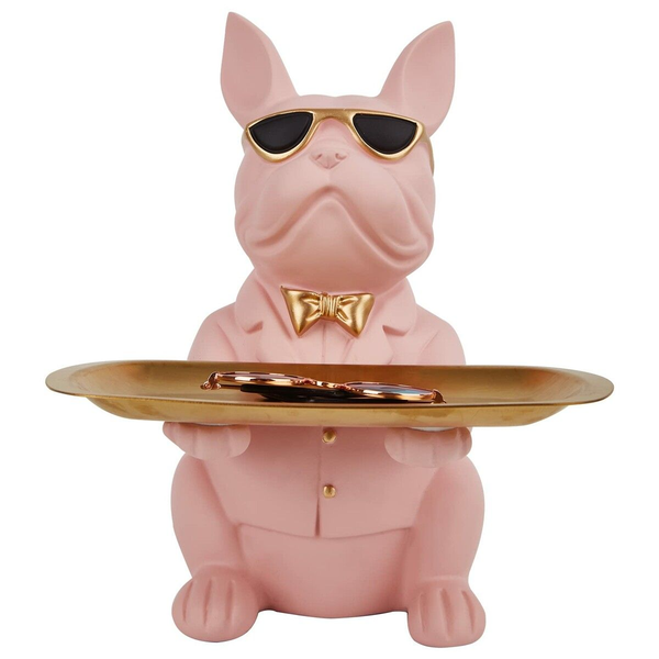Bulldog Statue Key Bowl for Entryway Table