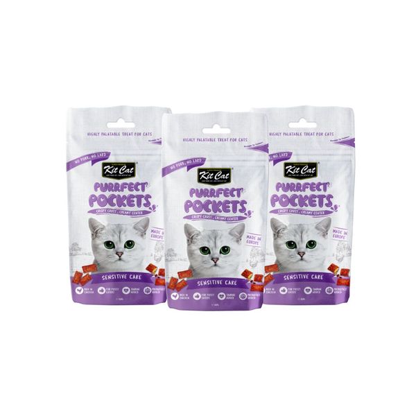 Kit Cat Purrfect Pockets - Sensitive Care (3 x 60g)