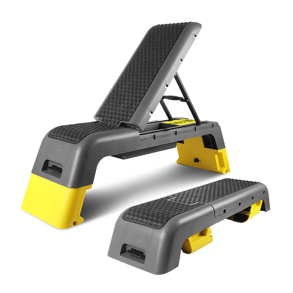 2 in 1 Fitness Deck Aerobic Step &amp; Adjustable Weight Bench -W/ Seat Storage