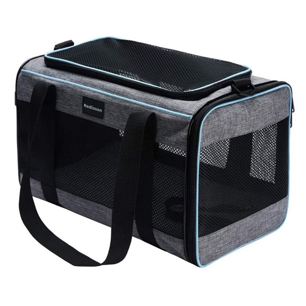 Redisson Grey Soft-Sided Pet Carrier Handbag for Cats and Small Dogs