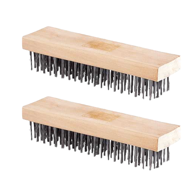 Steel Wire Brush With Wooden Handle - 2Piece