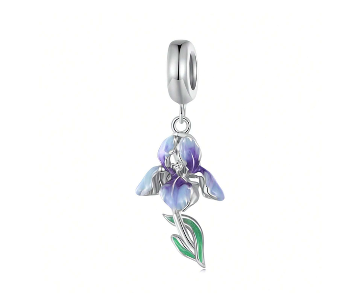Things 925 Sterling Silver Slider Charm - Purple Iris