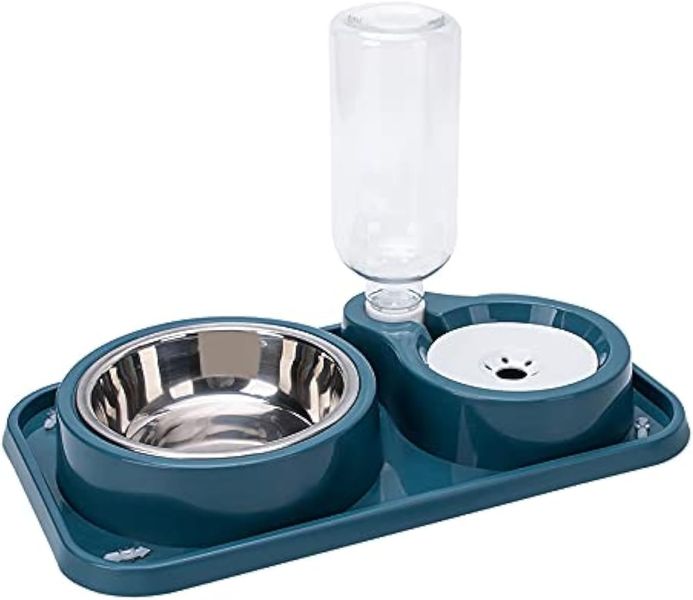 Double Pet Bowls Stainless Steel Gravity Water Dog Cat Kitten Rabbit