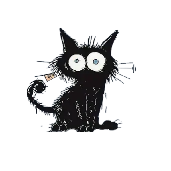 Shocked Cat Wall Sticker Self-Adhesive Switch Decal Multi-Surface Art - Black