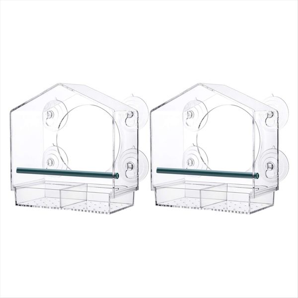 Bird Feeder Acrylic Clear Window Bird Feeder Tray Bird Garden Pet Feeder