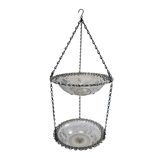 Outdoor Double-Layer Bird Bath Hanging Courtyard Bird Feeder Set
