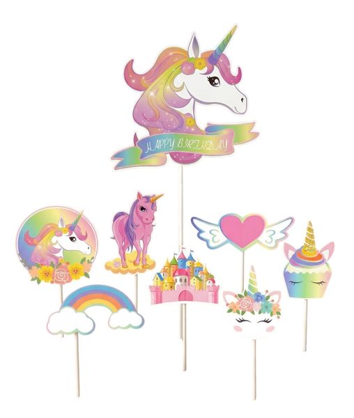 DIY Cake Cupcake Topper Decor Set - Unicorn Theme for Birthday Party Events
