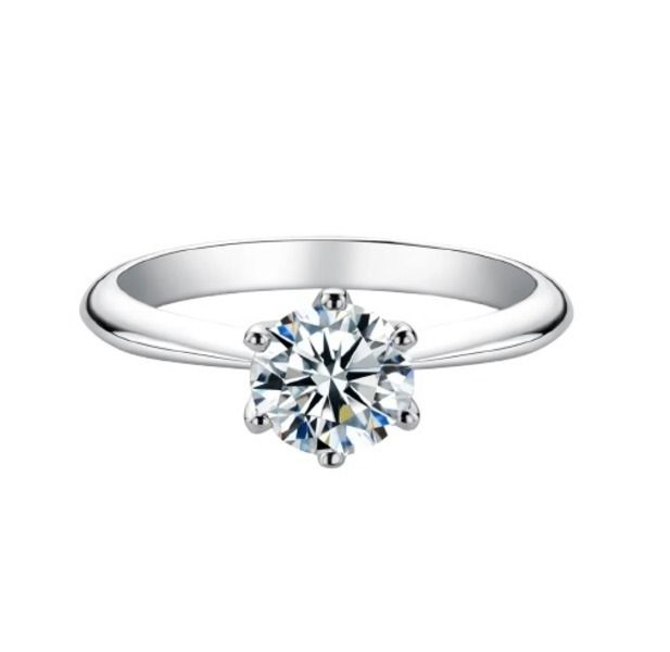 Courtney John 1CT Round Cut Solitaire Moissanite 925 Adjustable Ring.