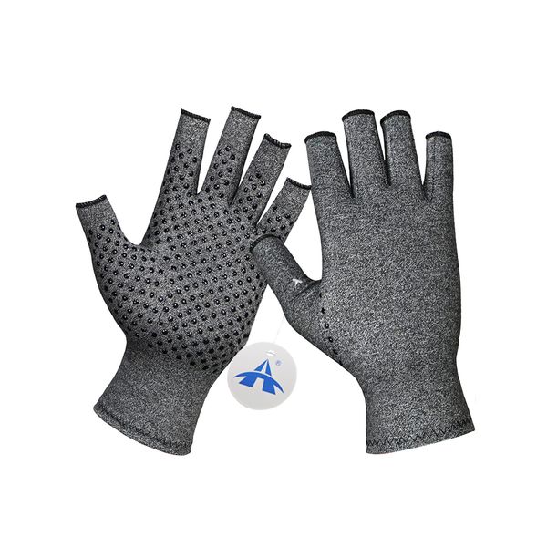 ALANES Compression Gloves Fingerless Arthritis Gloves - Grey