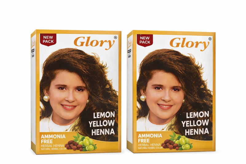 Glory Henna Natural Hair Dye - Lemon Yellow - Ammonia Free - 2 Pack