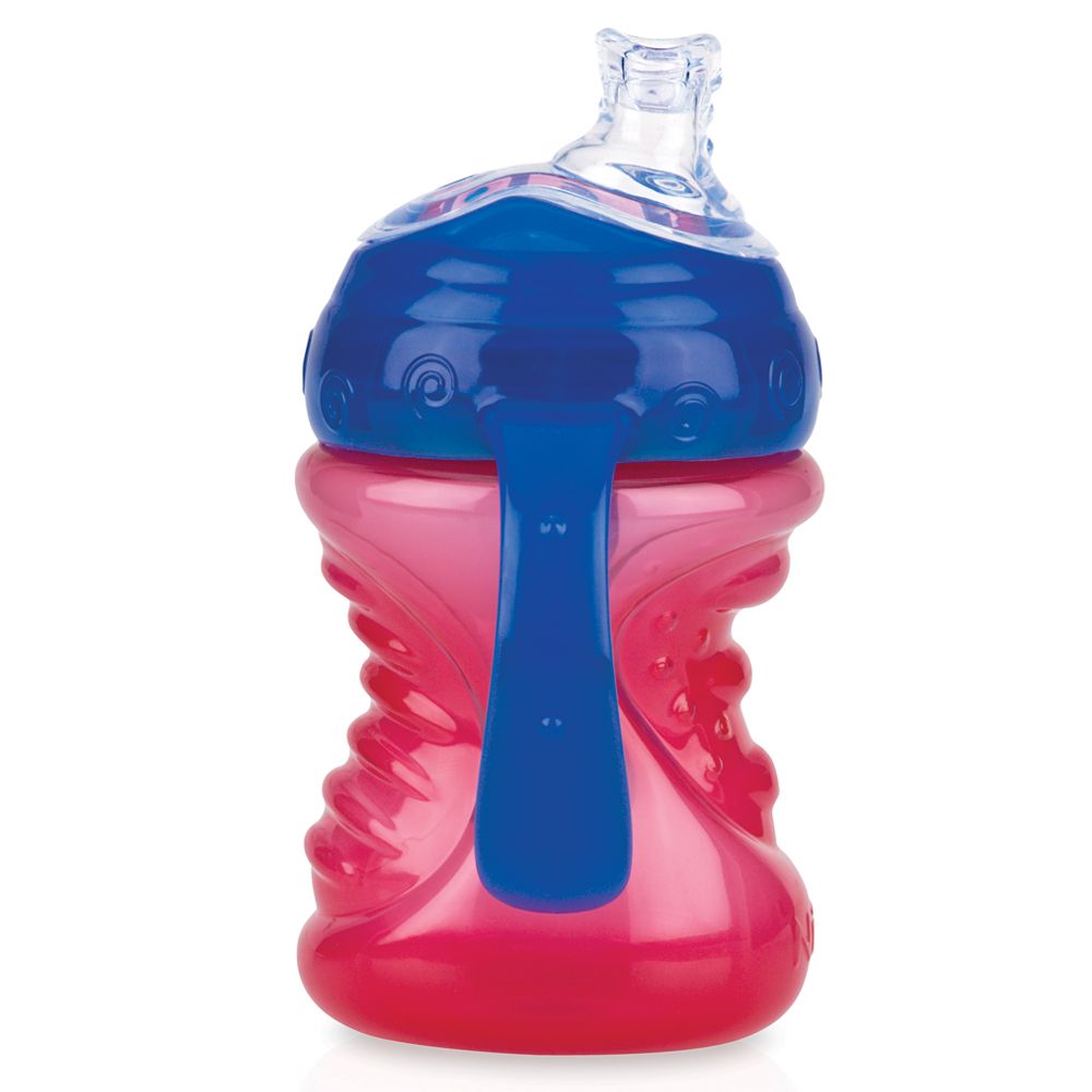 Nuby 2 Count 2 Handle Cup with No Spill Super Spout, Blue/Red