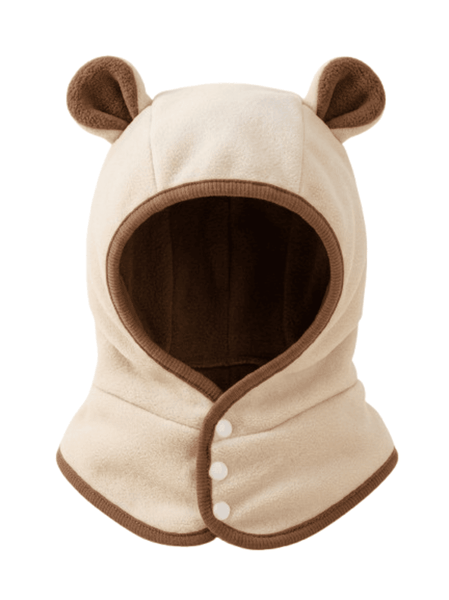 Infant Bear Ear Hoodie, Thick Warm Scarf Collar Winter Hat For Baby