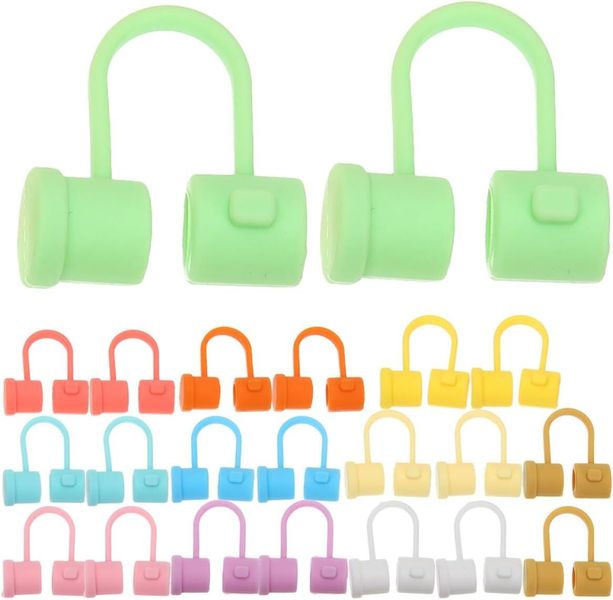 30 Pieces Reusable Silicone Caps Covers with Dust-proof Straw
