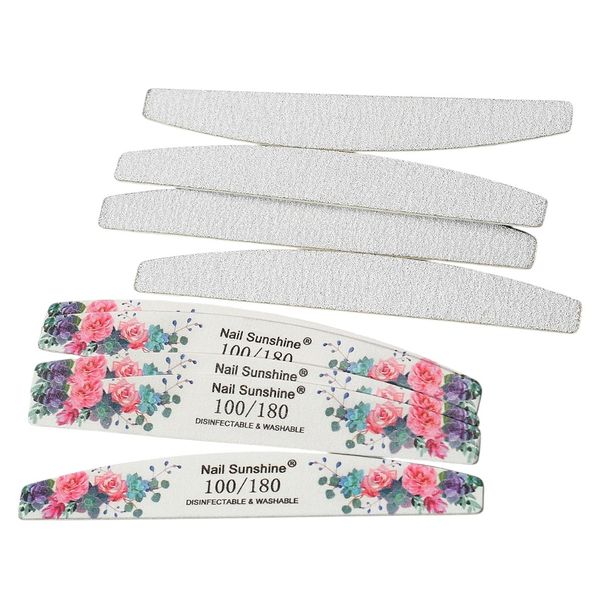 10-Piece Floral 100/180 Grit Half Moon Shaped Nail Files - Multicolor