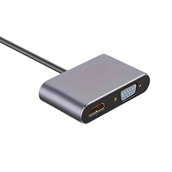 4-in-1 Type-C Hub Adapter for Laptop with HDMI VGA USB PD Charging Port