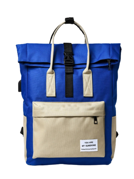 Stylish Colorblock Large Capacity Flap Backpack