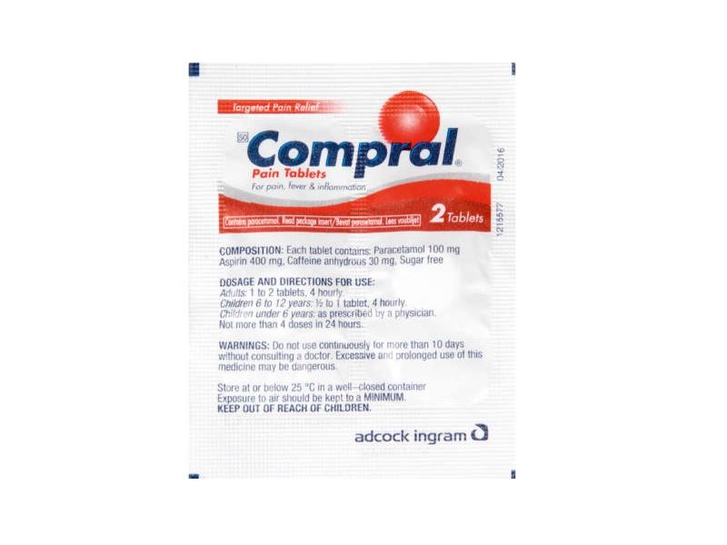 Compral Pain Tablets For Pain, Fever &amp; Inflammation Pack Of 48x2 Tablets