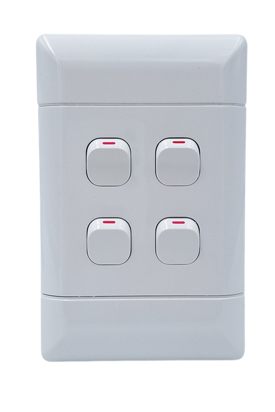 4 Lever Wall Light Switch 1 Way for 4X2 Wall Box