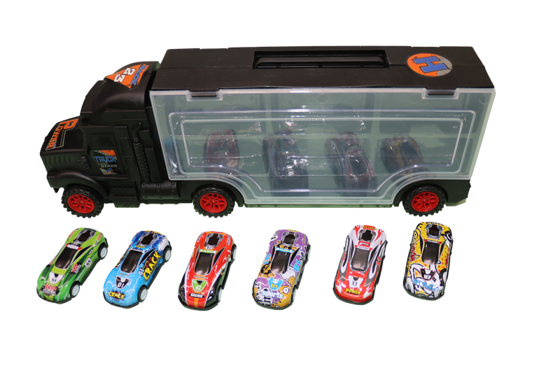 Toy Truck Trailer with 6 Cars