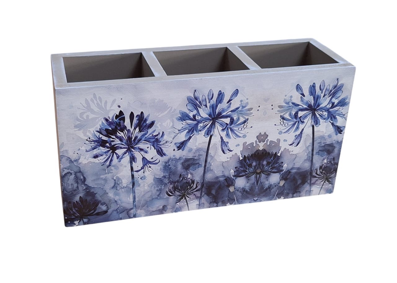 Cutlery/Stationary Holder - Pretty Blue Petal Flowers