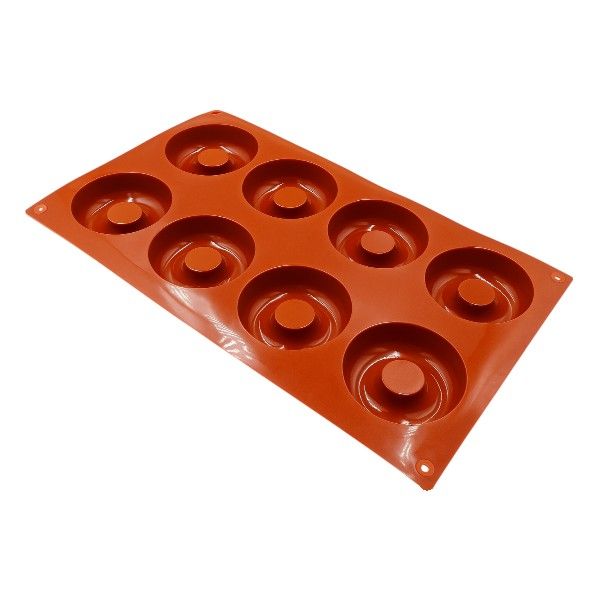 Non-Stick 8-Cavity Mini Donut Silicone Mold - Brown