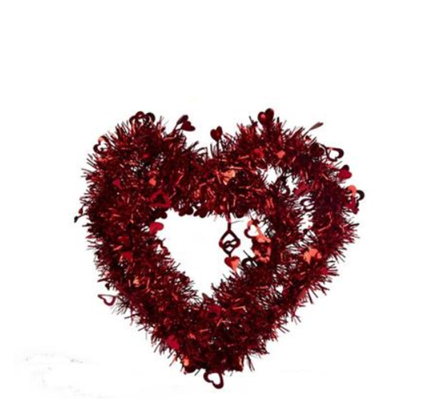 2 Piece Orn Occasion Love Tinsel Heart (30x28cm) x 2
