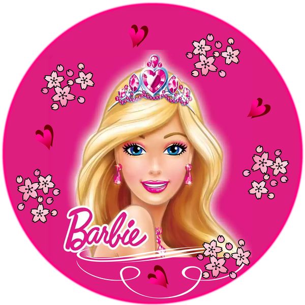 Barbie Round Wooden Vinyl Signage 63cm