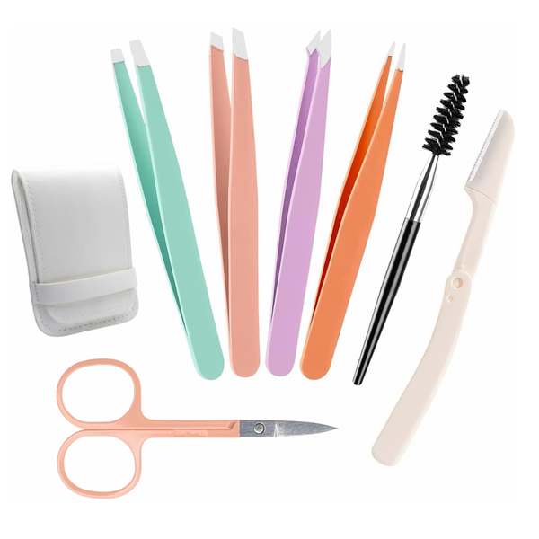 Bestby 7-in-1 Multi-Colour Eyebrow Trimming Kit with PU Leather Pouch