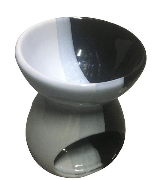2 Way Black Ceramic Round Polished Candle Holder