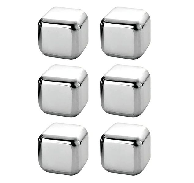 6 Pieces Stainless Steel Ice Cubes - Silver