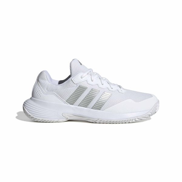 adidas Women's Gamecourt 2 Tennis Shoes - White/Silver Metallic