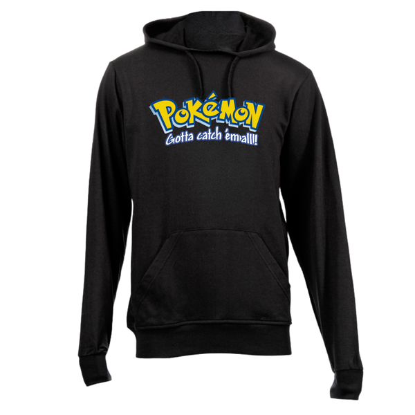 Black Brushed Cotton Hoodie - Pokemon Gotta Catch Them All