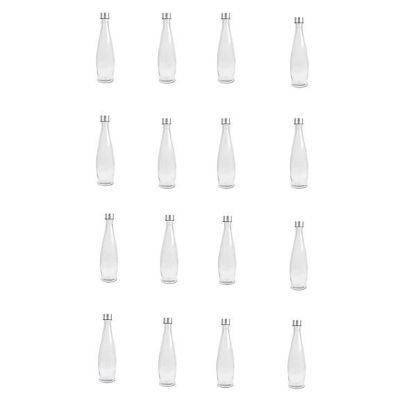 Set Of 12 Transparent Glass Water Bottle With Metal Airtight Lid 1966-25