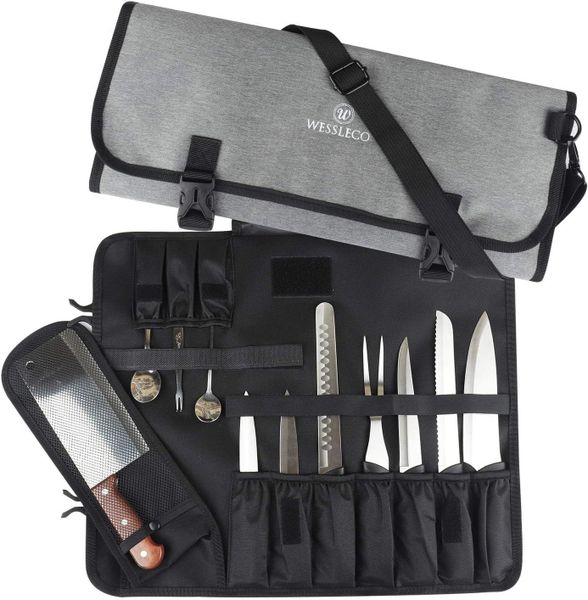 Chef Knife Roll Bag - 20 Total Pockets for Knives and Kitchen Utensils