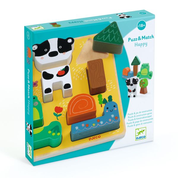 Djeco Wooden Stacking Puzzle - Puzz &amp; Match Happy