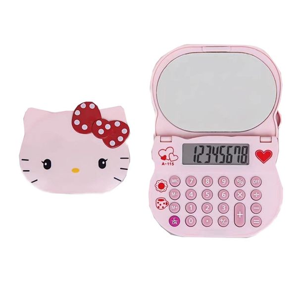 Kitten Calculator Cute Girl Style Portable Flip Mirror Calculator