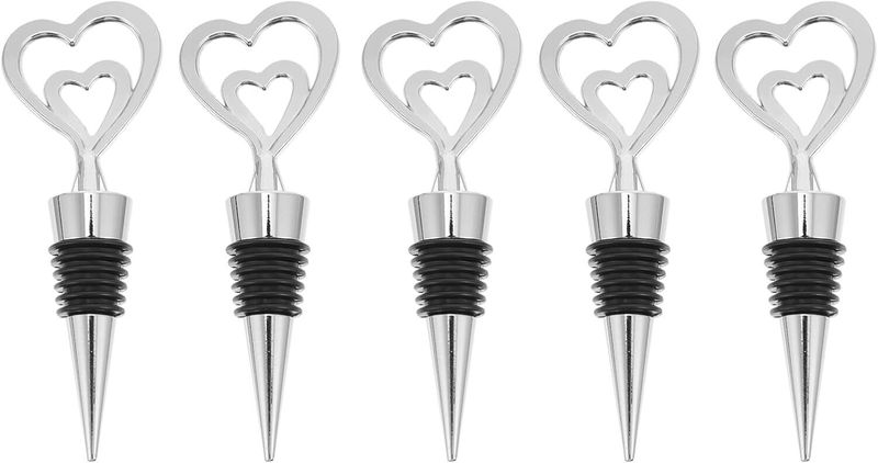 Alloy Wine Stoppers Silver Heart Design Airtight Caps
