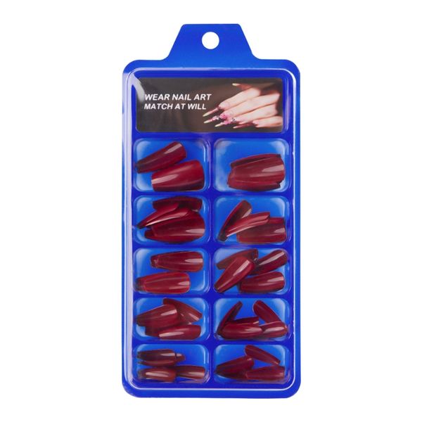 100 Pieces Press-on Nails, Red Medium-Length DIY Artificial Nail Stickers