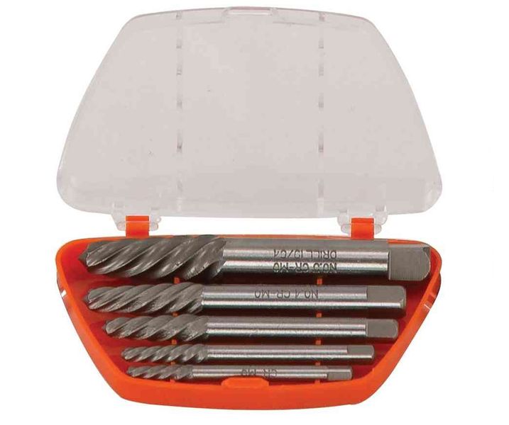Force - 5 Piece Screw Extract Set 7/64 9/64 5/32 1/4 19/64 - 4 Pack