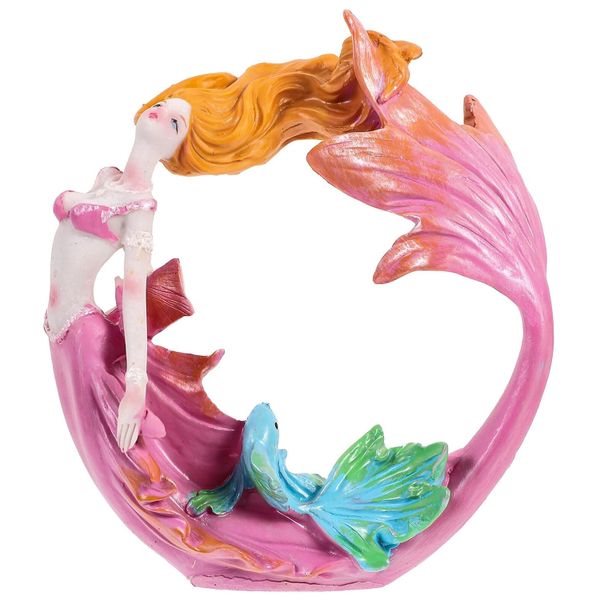 Resin Mermaid Aquarium Ornament - 15cm Decorative Fish Tank Decor