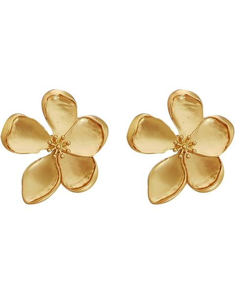 Gold Flower Earrings for Women Large Flower Stud Earrings