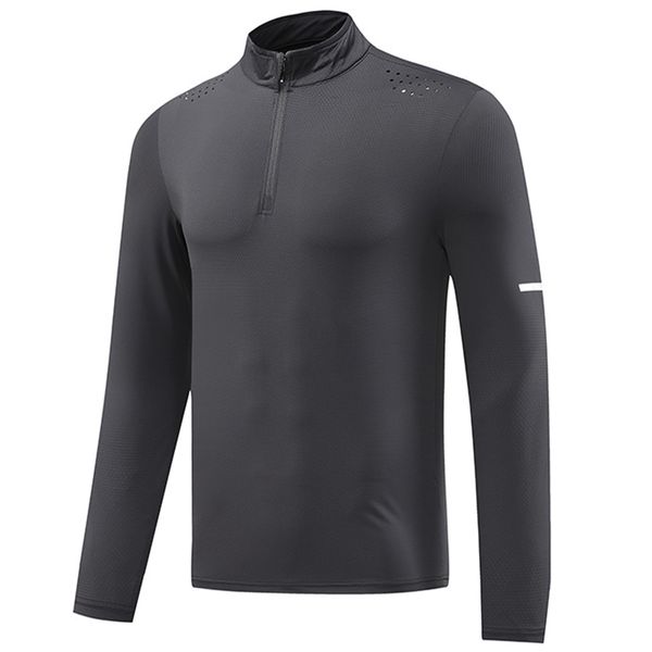 Men Sport Shirt Zip Pullover Tops Quick Dry Running Long Sleeves