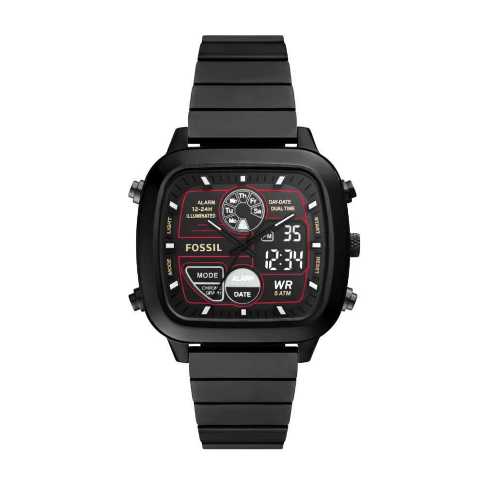 Fossil Retro Anadigital Mens Black Stainless Steel Watch FS5891 Buy Online in South Africa