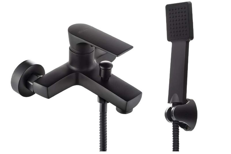 Brass Matt Black Square Bath Mixer