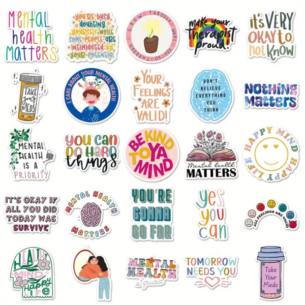 Beautiful Mental Health Journaling Stickers - Bumper Pack