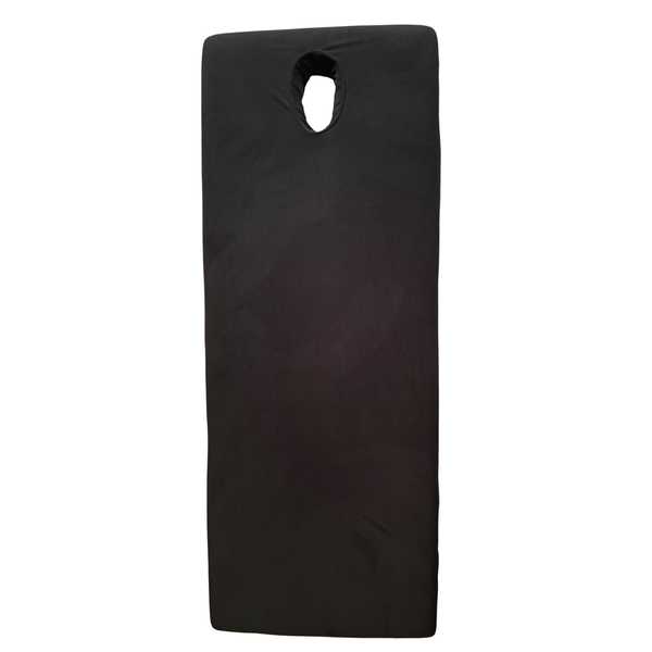 Black Microfleece Fitted Sheet with Face Hole for Mobile Massage Bed