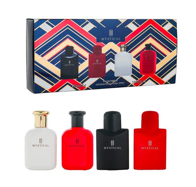 Mystical Blue Red Perfume Gift Set for Him - 30ml x 4